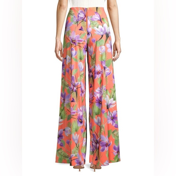 Alice + Olivia Athena Wide Leg Pant in Floral Palm Coral Size 6 Small - Picture 4 of 9